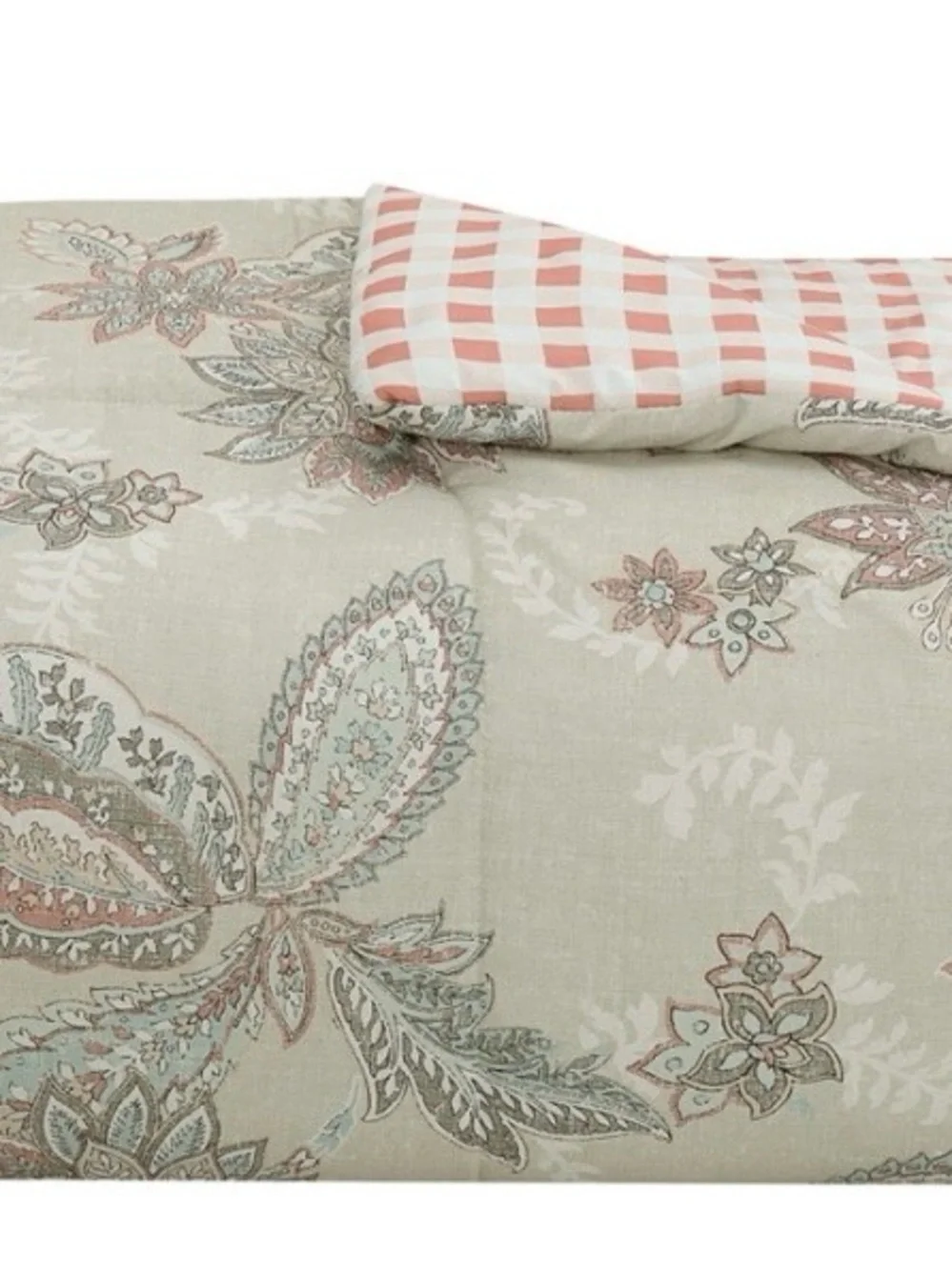 Floral Paisley Comforter Set in Sage and Blush - Home Bedding reversible.